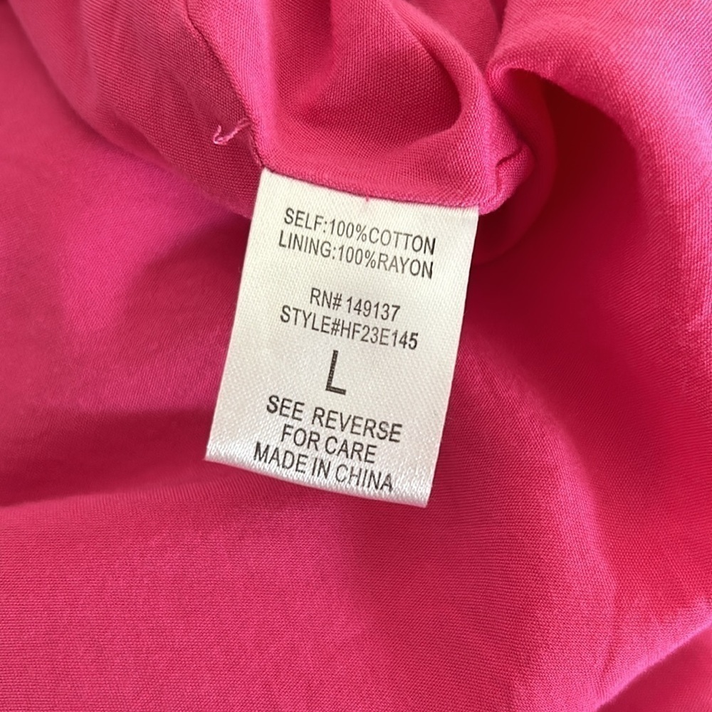 Pink Puff Sleeve with Tie Belt Mini Dress Size Large - Picture 14 of 14